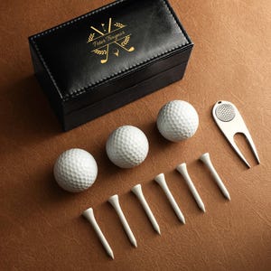 Golf Gifts for Men, Personalized Golf Gift Set, Gift Set for Golfer, Golf Balls, Golf Bag Tag with Golf Tees, Lawn Tools Ball Markers Set