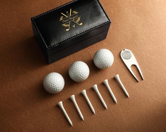 Golf Gifts for Men, Personalized Golf Gift Set, Gift Set for Golfer, Golf Balls, Golf Bag Tag with Golf Tees, Lawn Tools Ball Markers Set