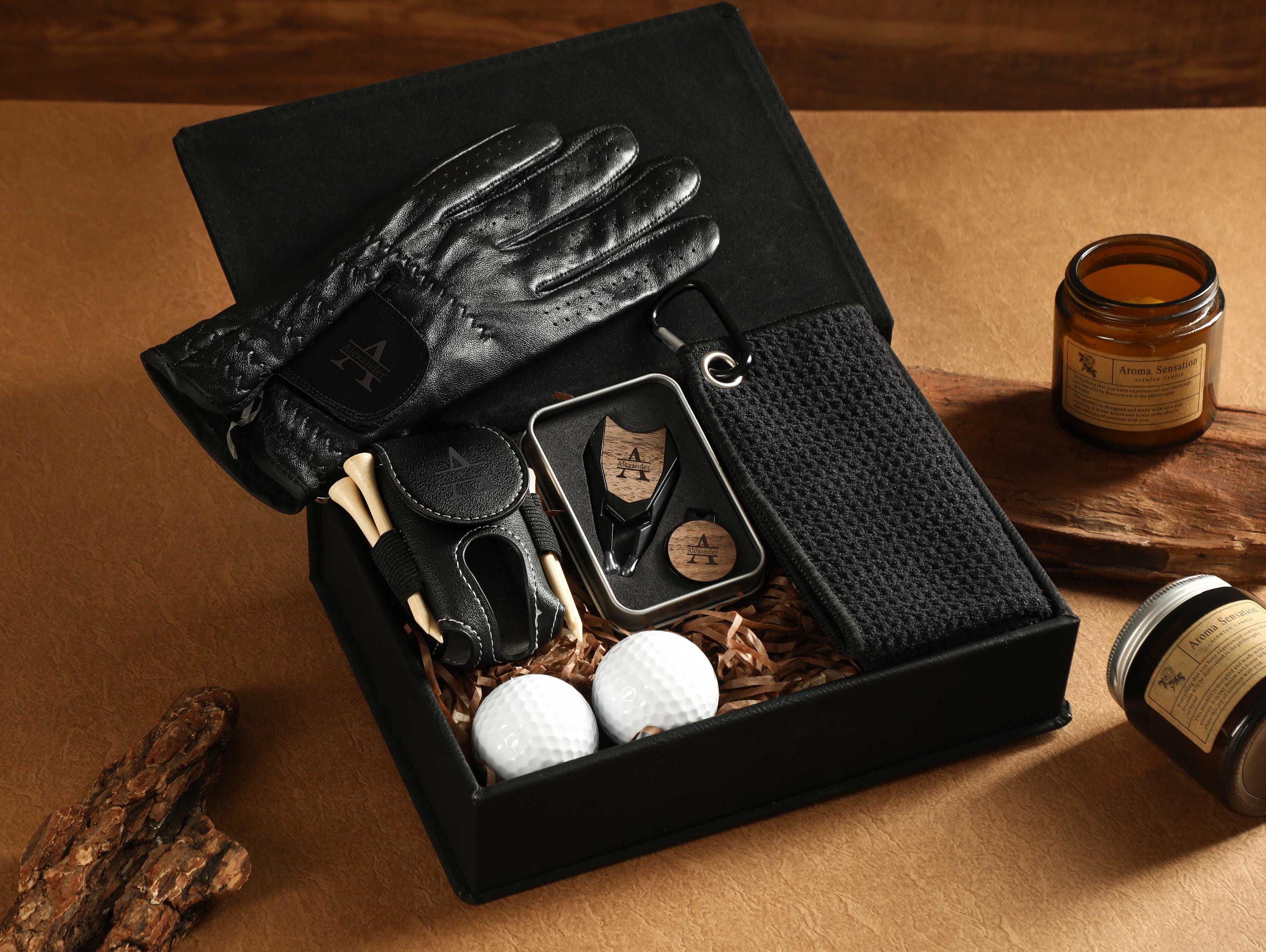 Personalized Golf Gift Set, Gift Set for Golfer, Golf Balls, Golf Bag Tag with Golf Tees, Lawn Tools Ball Markers Set,Golf Gifts for Men