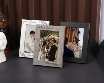 Personalized Wood Photo Frame with Glass, Custom Engraved Frame, 5" Picture Frame, Family Picture Frame, Picture Display, Wedding Gift