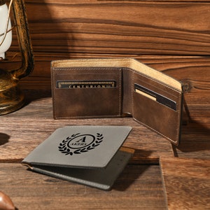 Personalisierte Brieftasche für Karten und Bargeld, personalisierte Brieftasche aus Leder, Brieftasche für Männer, Vatertag Geburtstag Jahrestag Trauzeugen Hochzeitsgeschenk