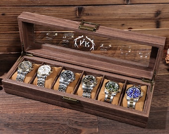 Personalised Leather Watch Box for Men, Personalized Groom&#39;s Gift, Watch Case, Watch Organizer, 6 Slot Watch Case, Father&#39;s Gift