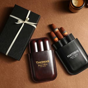 Personalized Travel Cigar Case, Leather Cigar Case, Men&#39;s Cigar Holder, Father&#39;s Day Gift, Best Man Cigar Case, Gift for Dad, Wedding Gift