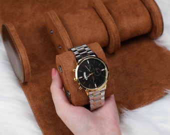 Personalisierte Leder Uhrenetui, Reise Uhrenbox, Uhrengeschenke für Väter, Bräutigam Geschenk, Luxus Leder Uhrenetui für Uhren