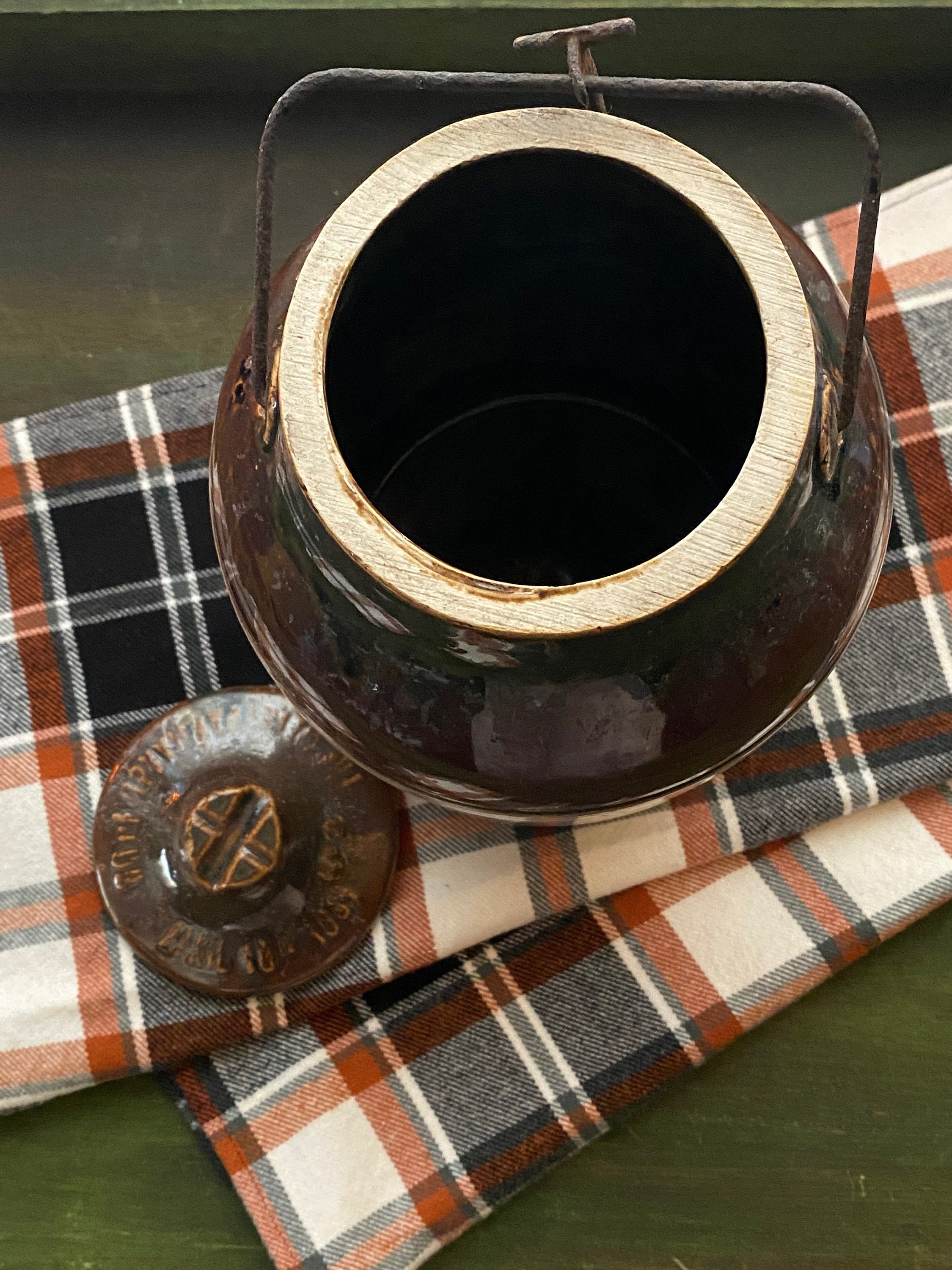 Antique Weir Stoneware Crock Jar With Original Metal Closure Etsy