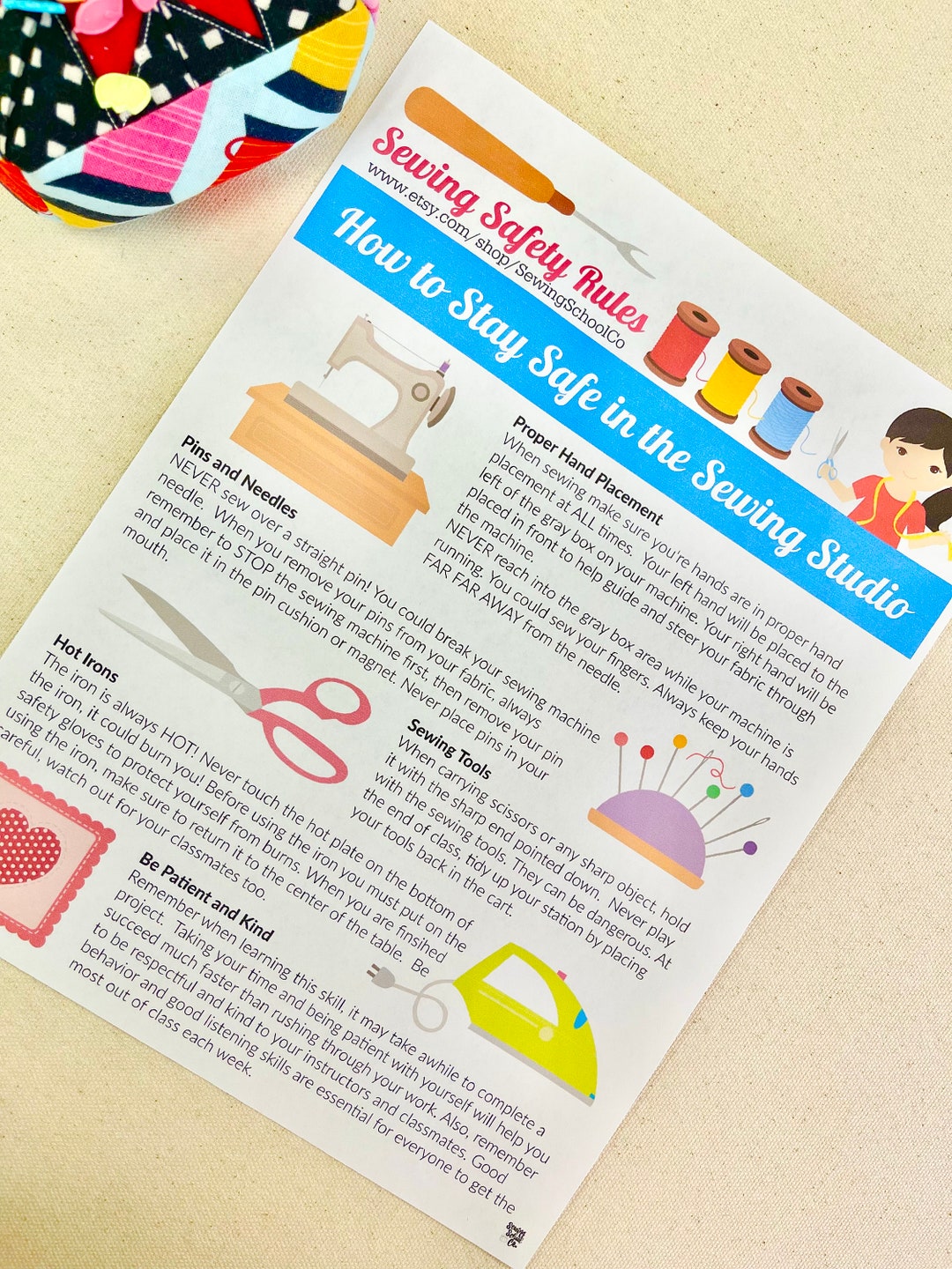 Sewing Safety Chart I Sewing Teaching Aids I Sewing Lesson Etsy