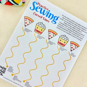 Beginner Practice Sewing Worksheet I Curved Lines I Printable I Instant Download