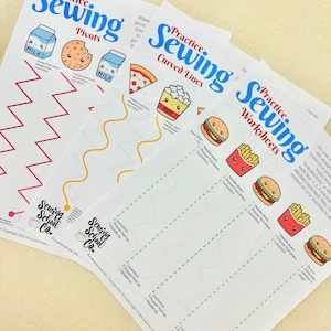 Beginner Practice Sewing Worksheets I Straight Line, Curved Lines, + Pivot BUNDLE I Instant Download I Printable I Sewing Lesson