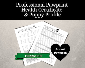 Puppy Health Certificate printable - Etsy