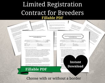 Dog Breeder Contract | Limited Registration Puppy Contract | Fillable PDF | Instant Download