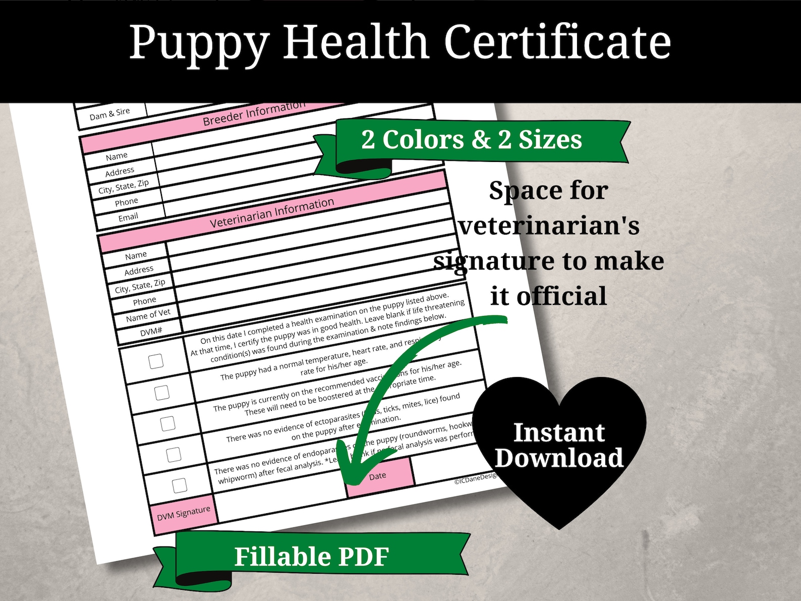Printable Puppy Health Certificate | Editable PDF | Veterinarian Health Certificate | Puppy ...