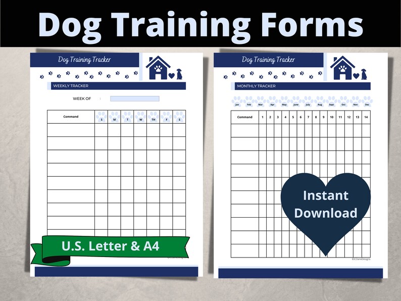 Dog Training Log | Dog Obedience Planner | Printable PDF | U.S. Letter ...