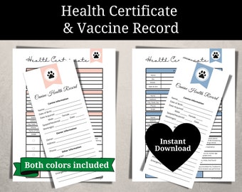 Puppy Health Certificate and Vaccination Record Bundle | Puppy Health Records | Instant Download | Dog Breeder Records