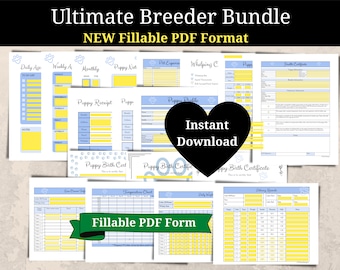 NEW Fillable Ultimate Dog Breeder Bundle,Breeder Forms,Whelping Charts,Puppy Records,Whelping Records,Puppy Medical Records,Puppy Charts