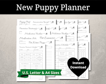 Tierpflege Planer | Welpe Printable | Welpen-Starterkit | Neuer Welpenplaner