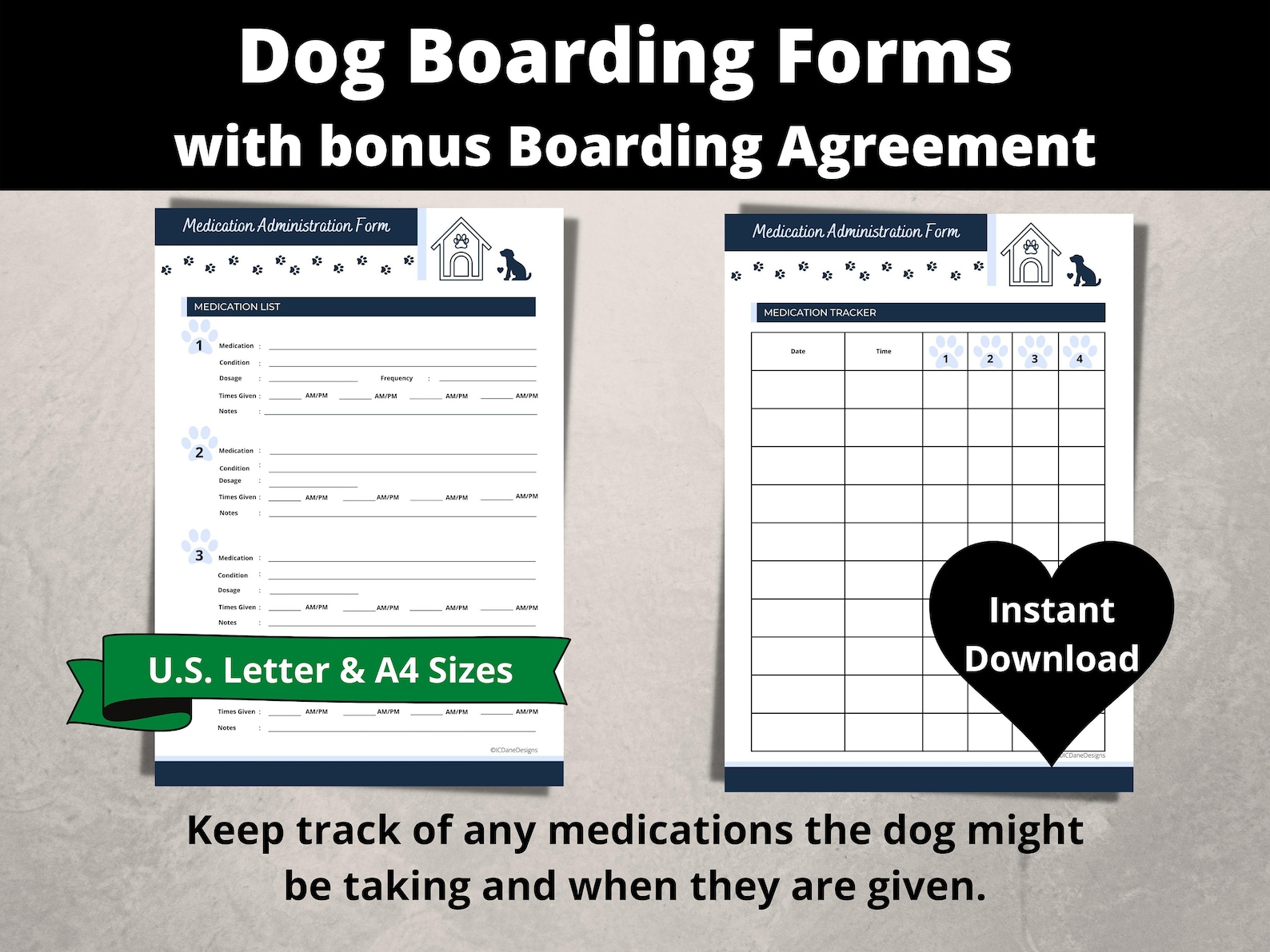 Dog Boarding Registration Forms With Bonus Boarding Agreement Etsy