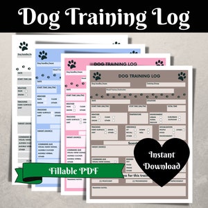 Hondentraininglogboek, hondentrainingplanner, hondengeleiderformulier, trainingstracker, afdrukbaar hondentrainingwerkblad, PDF-invulbaar trainingsformulier