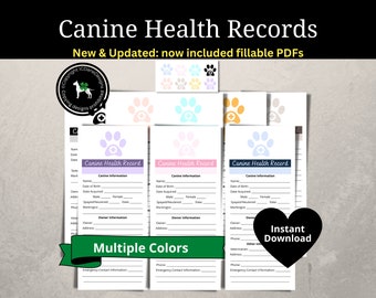 Dog Canine Health Vaccination Record, Vet Visit, Vet Record, Puppy Vaccination Record, Dog Health Record, Puppy Immunization Record