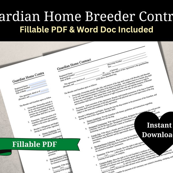 Dog Stud Contract Guardian Etsy