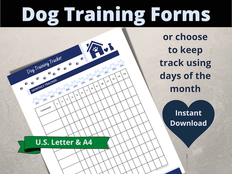 Dog Training Log | Dog Obedience Planner | Printable PDF | U.S. Letter ...