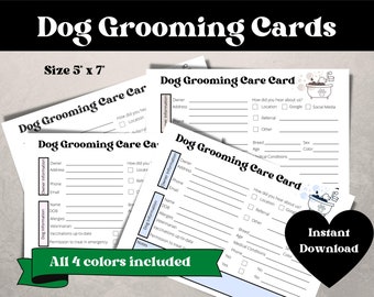 Pet Grooming Customer Info Cards - 5x8 Inch Client Contact Record Cards, 50 Per Pack, Premium Cardstock
