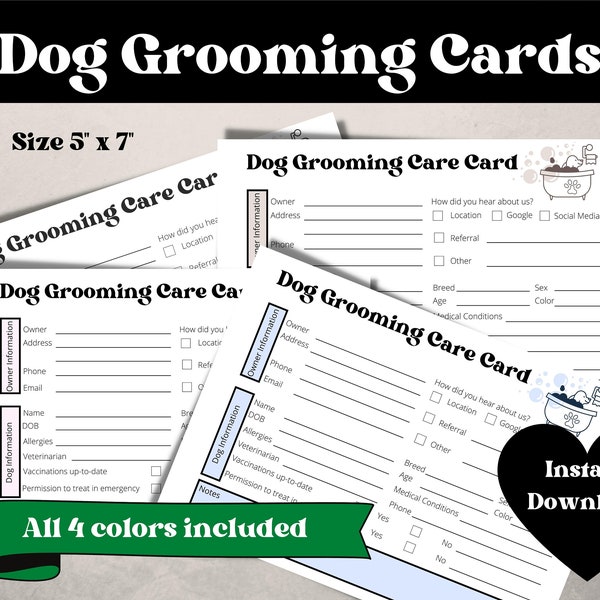 Dog Grooming Cards | Dog Grooming Customer Cards | Dog Grooming Client Cards