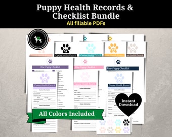 Dog Vaccine Record & Puppy Checklist Bundle (Digital Download)