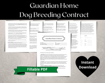 Guardian Home Dog Breeding Contract | Fillable PDF | Instant Download