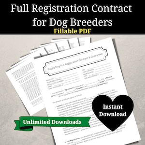 Dog Breeder Contract | Pet Non-Refundable Deposit Agreement | Fillable PDF | Instant Download
