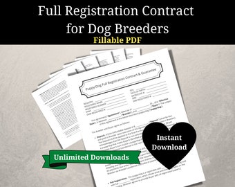 Dog Breeder Contract | Pet Non-Refundable Deposit Agreement | Fillable PDF | Instant Download