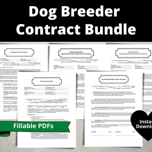 Dog Owner Breeding Contract Bundle Full Registration Etsy
