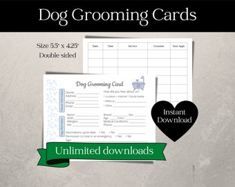 Dog Grooming Client Cards, Dog Grooming Cards, Dog Grooming Customer Cards, Dog Groomer Cards, Dog Groomer Business Cards, Dog Service Cards