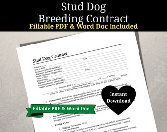 Stud Dog Owner Breeding Contract | Fillable PDF | Instant Download | 2 Styles