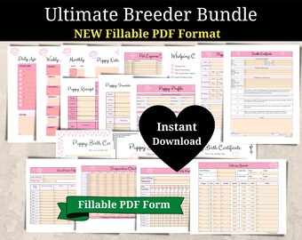 NEW Fillable Ultimate Dog Breeder Bundle,Breeder Forms,Whelping Charts,Puppy Records,Whelping Records,Puppy Medical Records,Puppy Charts