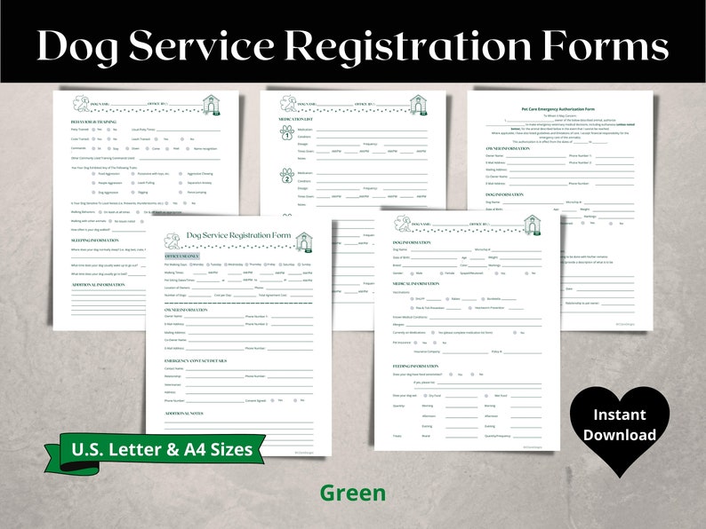 Dog Service Registration Form With Pet Emergency Authorization Form ...