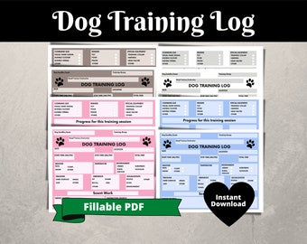 Dog Training Log, Dog Training Planner, Dog Handler Form, Training Tracker, Printable Dog Training Worksheet, PDF Fillable Training Form