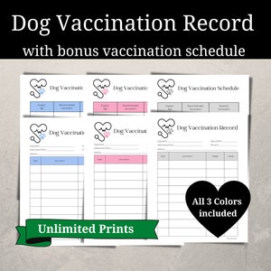 Vaccinatieverslag honden met bonusvaccinatieschema| Vaccinatiegegevens honden | Dierenartsbezoek | Dierenartsrecord | Gezondheidsdossier honden