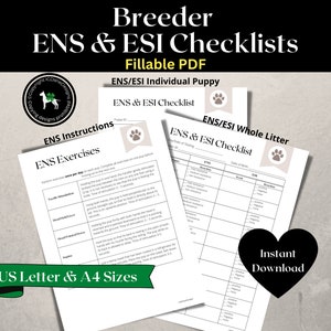 Dog Breeder ENS and ESI Checklist | Early Neurological Stimulation and Early Scent Introduction Checklist for Puppies | Digital Download
