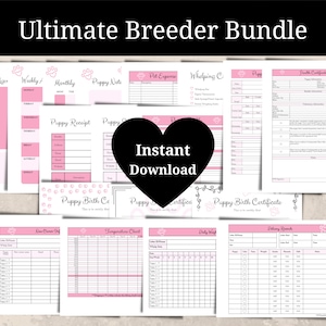 Ultimate Dog Breeders Bundle, Breeder Forms, Whelping Charts, Litter Records, Whelping Checklists, Puppy Medical Records, Puppy Profile