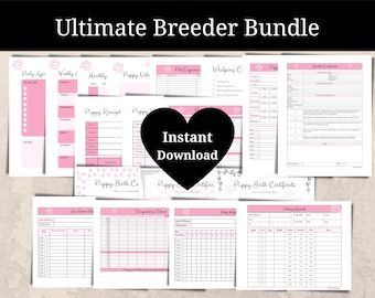 Ultimate Dog Breeders Bundle, Breeder Forms, Whelping Charts, Litter Records, Whelping Checklists, Puppy Medical Records, Puppy Profile