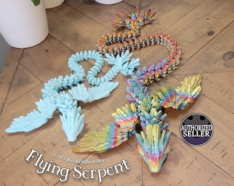 Articulated Flying Winged Serpent Dragon | 3D Printed, Flexi, Fidget Toy, Stress Relief, Gift | Many Colors