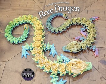 Articulated Flexi Rose Dragon | 3D Printed, Fidget, Sensory, Desk Toy, Anniversary Gift | Many Colors