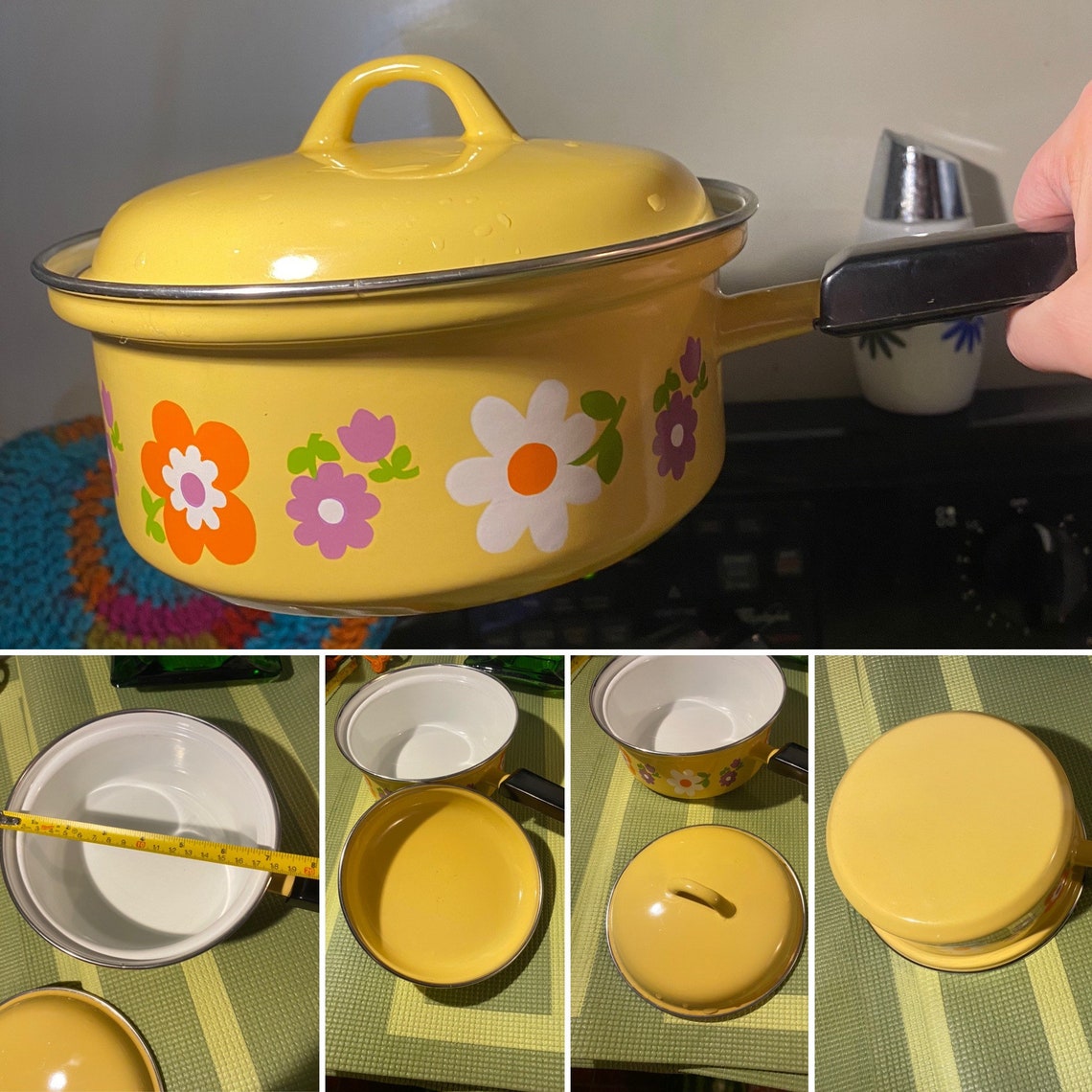 Vintage Enamelware Yellow Pots and Pans enamel Pot With Etsy