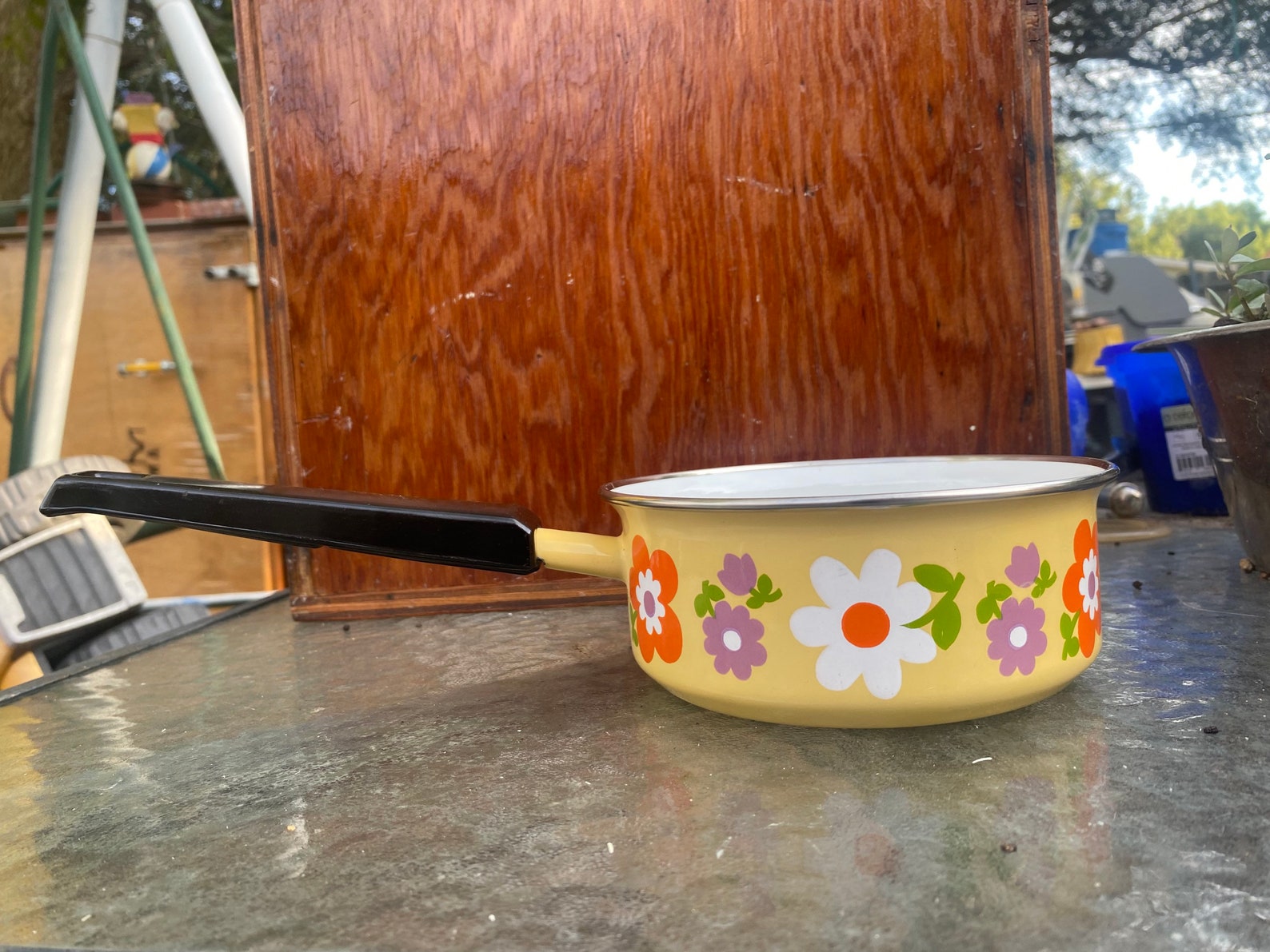 Vintage Enamelware Yellow Pots and Pans enamel Pot With Etsy