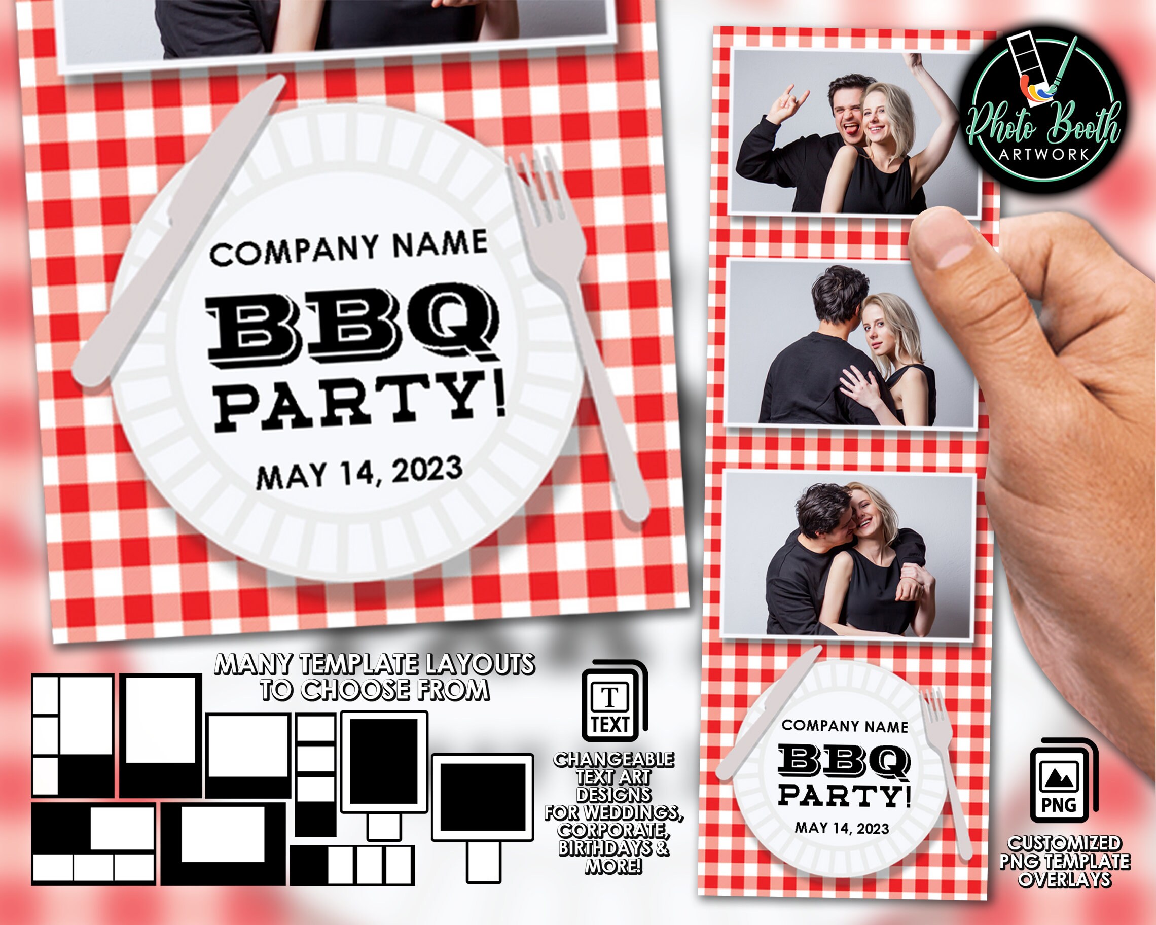 Customizable Photo Booth Template | Amy | Strips, Postcards, Squares (360 Booth), & Welcome Screens | 6x4, 4x6, 6x2, 2x6, 4x4