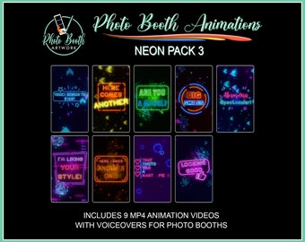 Neon 3 Photo Booth Animation Pack | Portrait Vertical | Magic Mirror Booth, Selfie Station, Voice Over. Modern, Exciting, Sci-fi, Cool