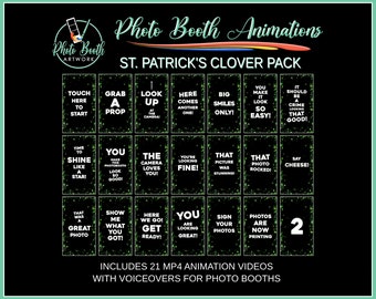 St. Patrick's Day Clover Photo Booth Animation Core Pack | Portrait Vertical | Magic Mirror Booth, Selfie Station, Voice Over, Modern, Party