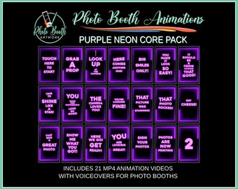 Purple Neon Photo Booth Animation Core Pack | Portrait Vertical | Magic Mirror Booth, Selfie Station, Voice Over, Modern, Party