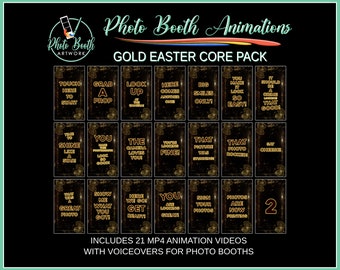 Gold Easter Photo Booth Animation Core Pack | Portrait Vertical | Magic Mirror Booth, Selfie Station, Voice Over, Modern, weed party