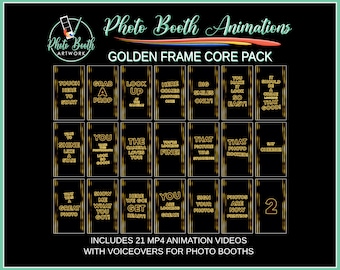 Golden Frame Photo Booth Animation Core Pack | Portrait Vertical | Magic Mirror Booth, Selfie Station, Voice Over, Modern, Social Media